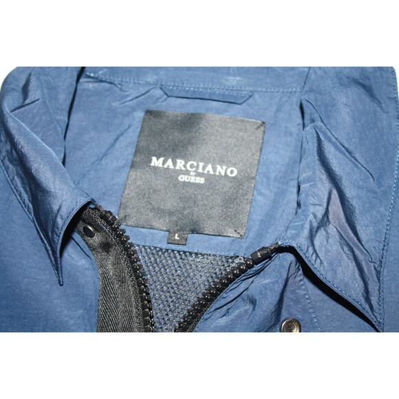 Marciano By Guess Men's Large Tech Full-Zip Jacket Water Repellent Silk Blue - Picture 8 of 12